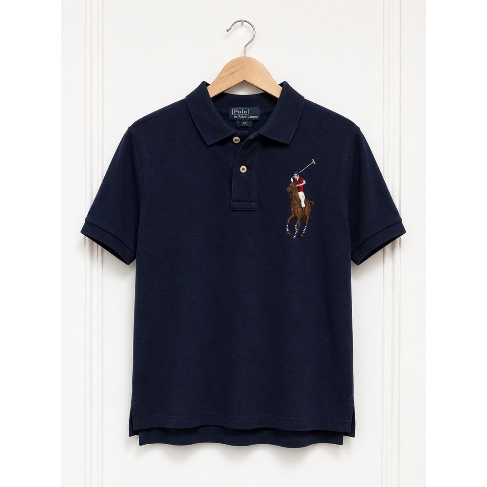 Polo Ralph Lauren Boys Big Pony Polo Shirt Navy Blue‎ Short Sleeve Size S